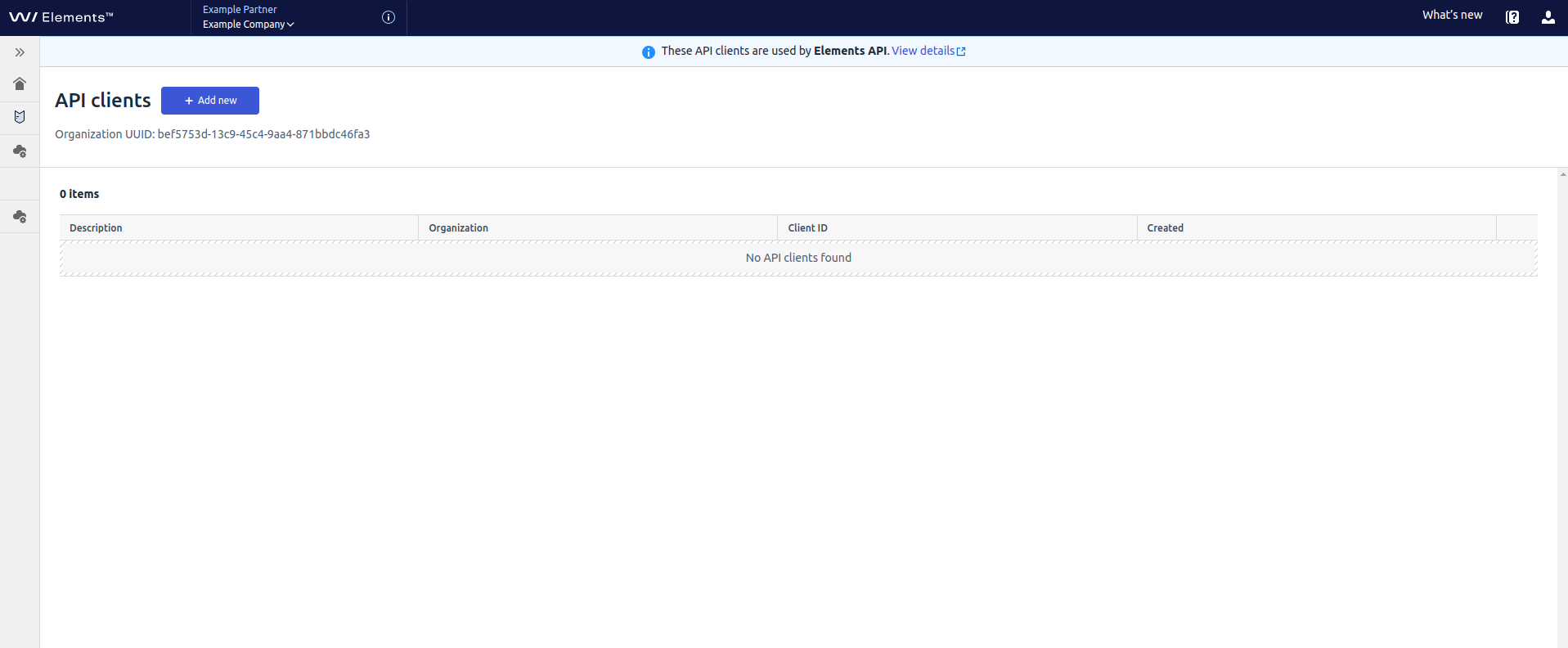 API Keys View