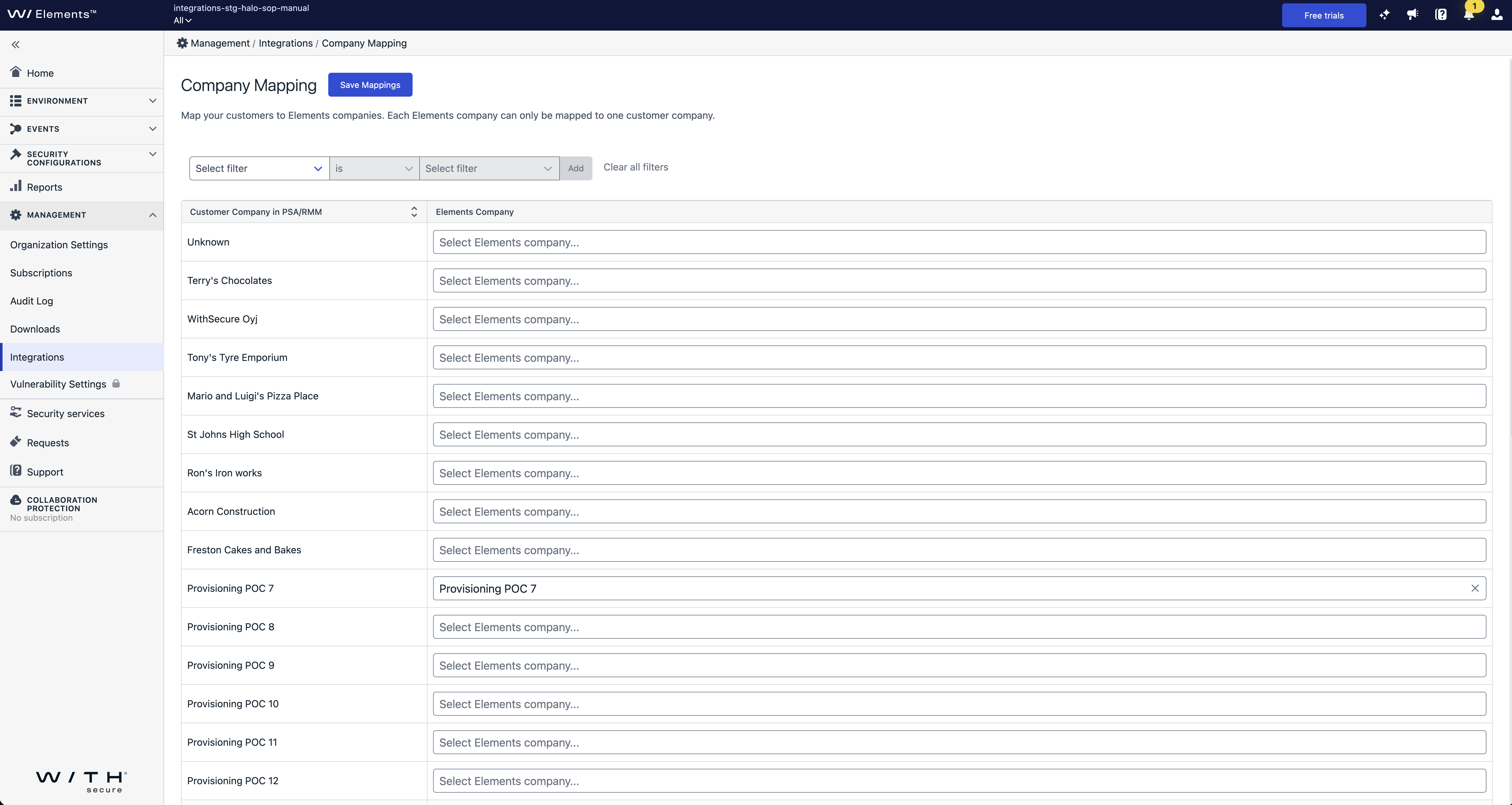 Mapping Autotask PSA companies to WithSecure Elements companies